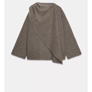 Zara Taupe Women's Poncho Sweater S/M NEVER WORN